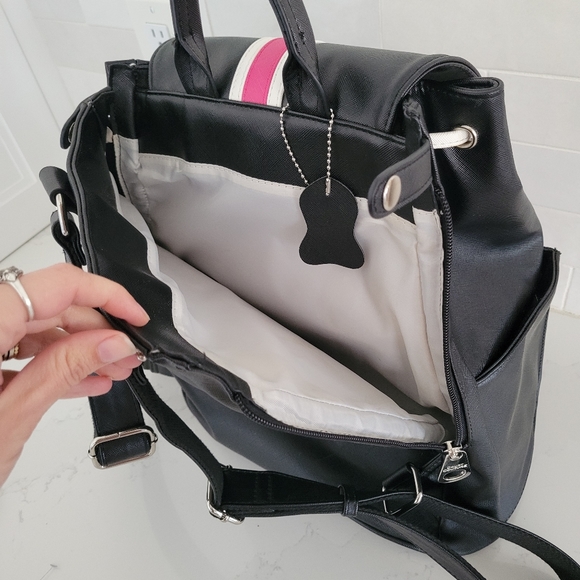 Court Couture Hampton Striped Tennis Backpack Racquet Sling Bag Black Pink - Picture 5 of 8